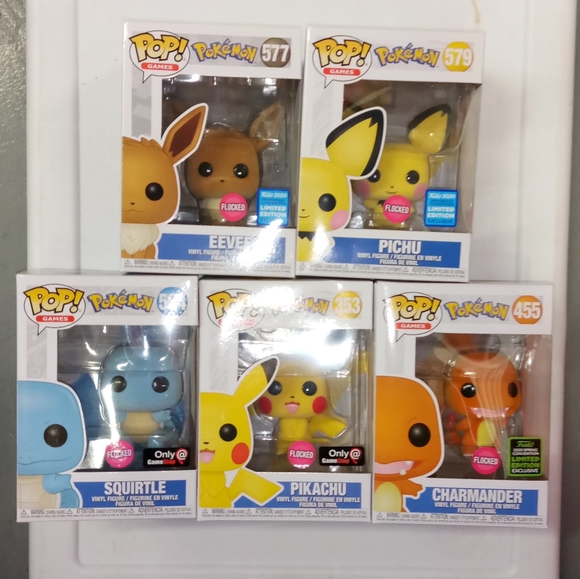 POKEMON FLOCKED BUNDLE! 5 FUNKO Pokémon POPs - Picture 2 of 2